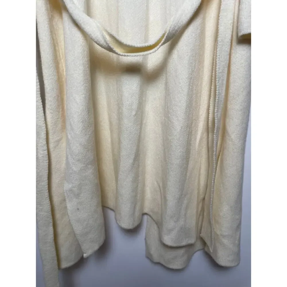 Blueivy BELTED KNIT Ivory CARDIGAN‎ Womens L Cozy Chic Cream Long Open Sweater